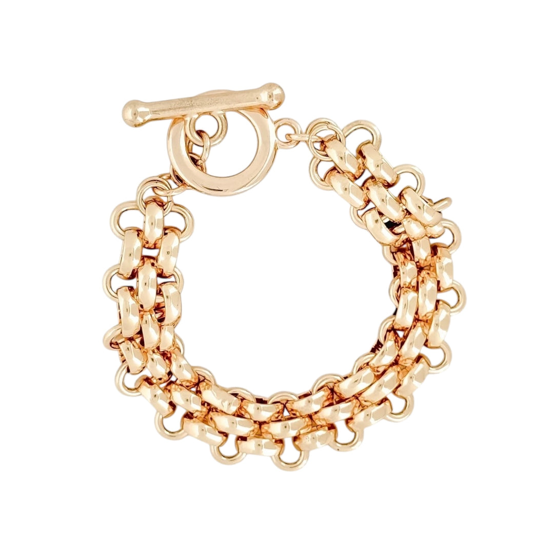 Envy Popcorn Link T-Bar Bracelet Gold