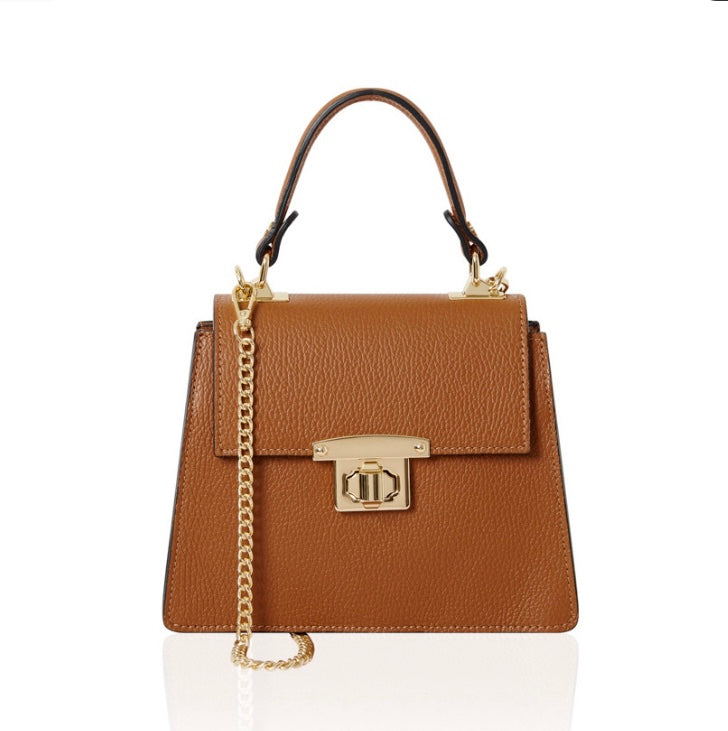 Leather Top Handle Mini Bag Tan