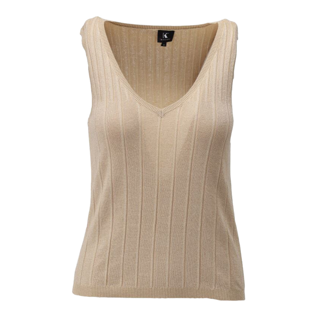 K-Design-V-Neck-Ribbed-Top-Gold-Product-Image-Front-View