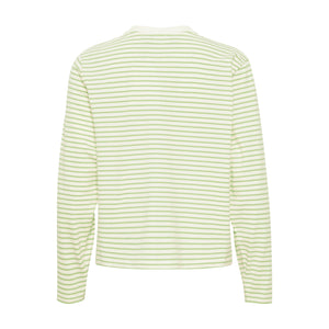 ICHI Mira Long Sleeve T-Shirt Green Tea Stripe