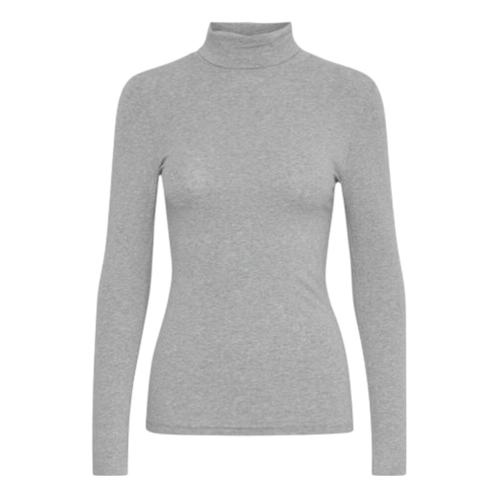 B Young Pamila Roll Neck Top Mid Grey Melange