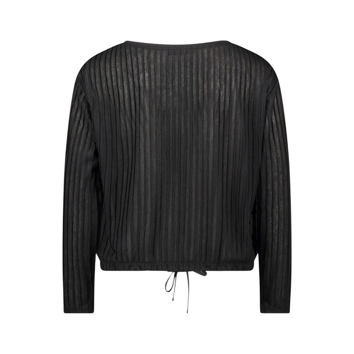 Black pleated blouse on a white background