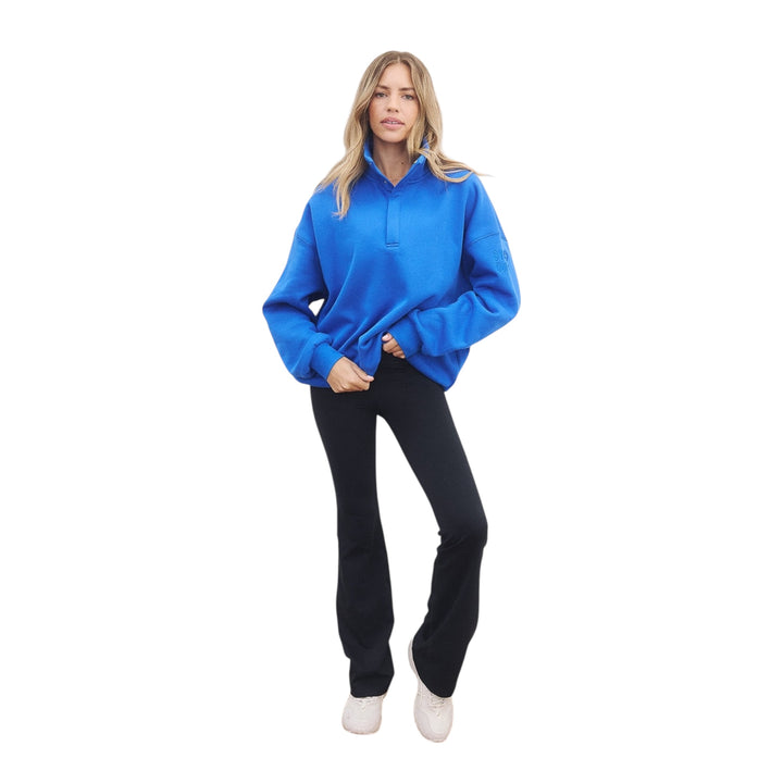 Gym + Coffee Snap Collar Sierra Sweatshirt Azure Blue
