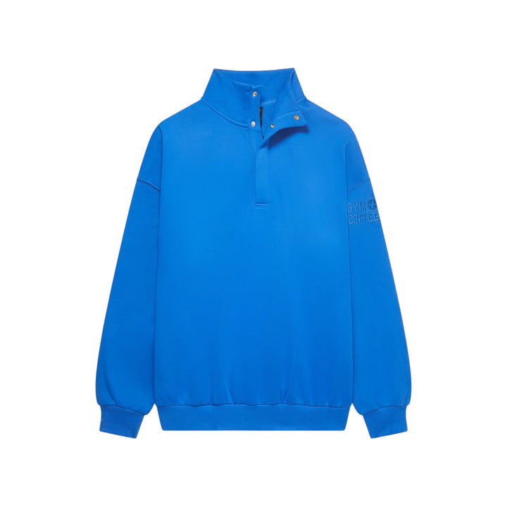 Gym + Coffee Snap Collar Sierra Sweatshirt Azure Blue