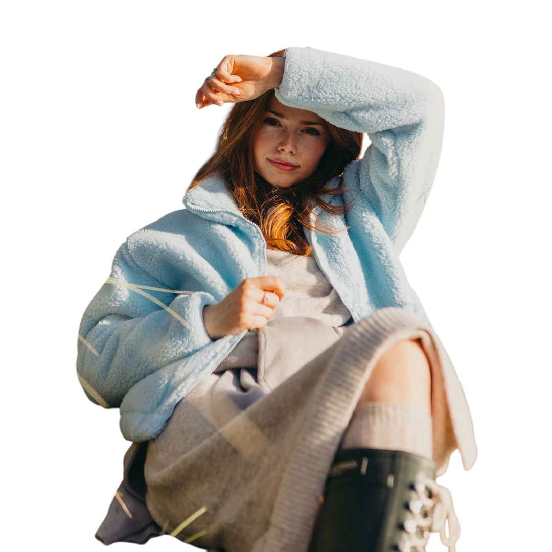 Gym + Coffee Industry Fleece High Collar Jacket Baby Blue