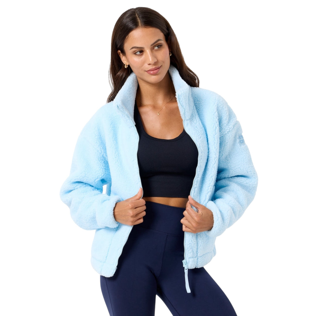 Gym + Coffee Industry Fleece High Collar Jacket Baby Blue