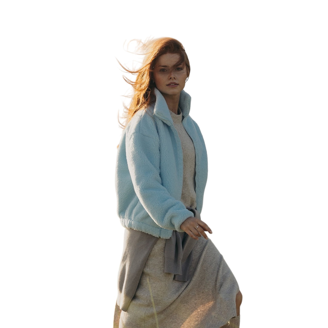 Gym + Coffee Industry Fleece High Collar Jacket Baby Blue