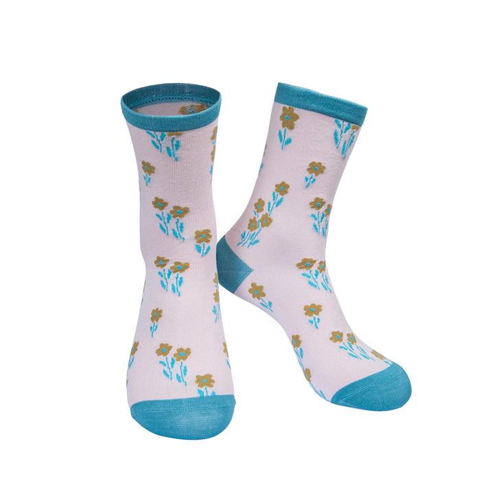 MSH Ditsy Floral Print Bamboo Socks Pink