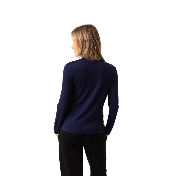 Marble Round Neck Top Navy