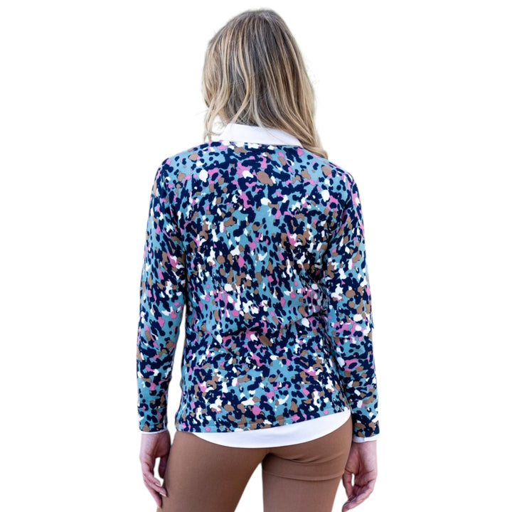 Marble V Neck Patterned Sweater Seafoam