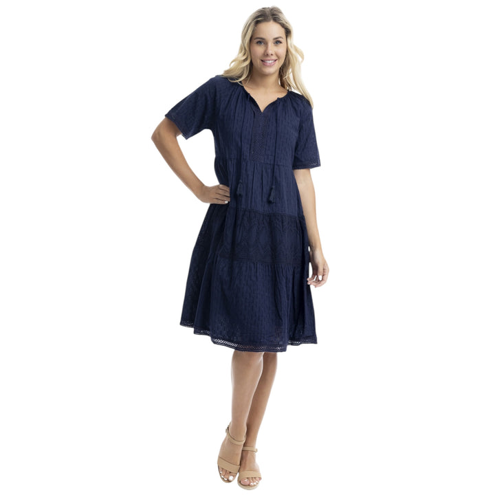 Orientique Essentials Broderie Dress Navy