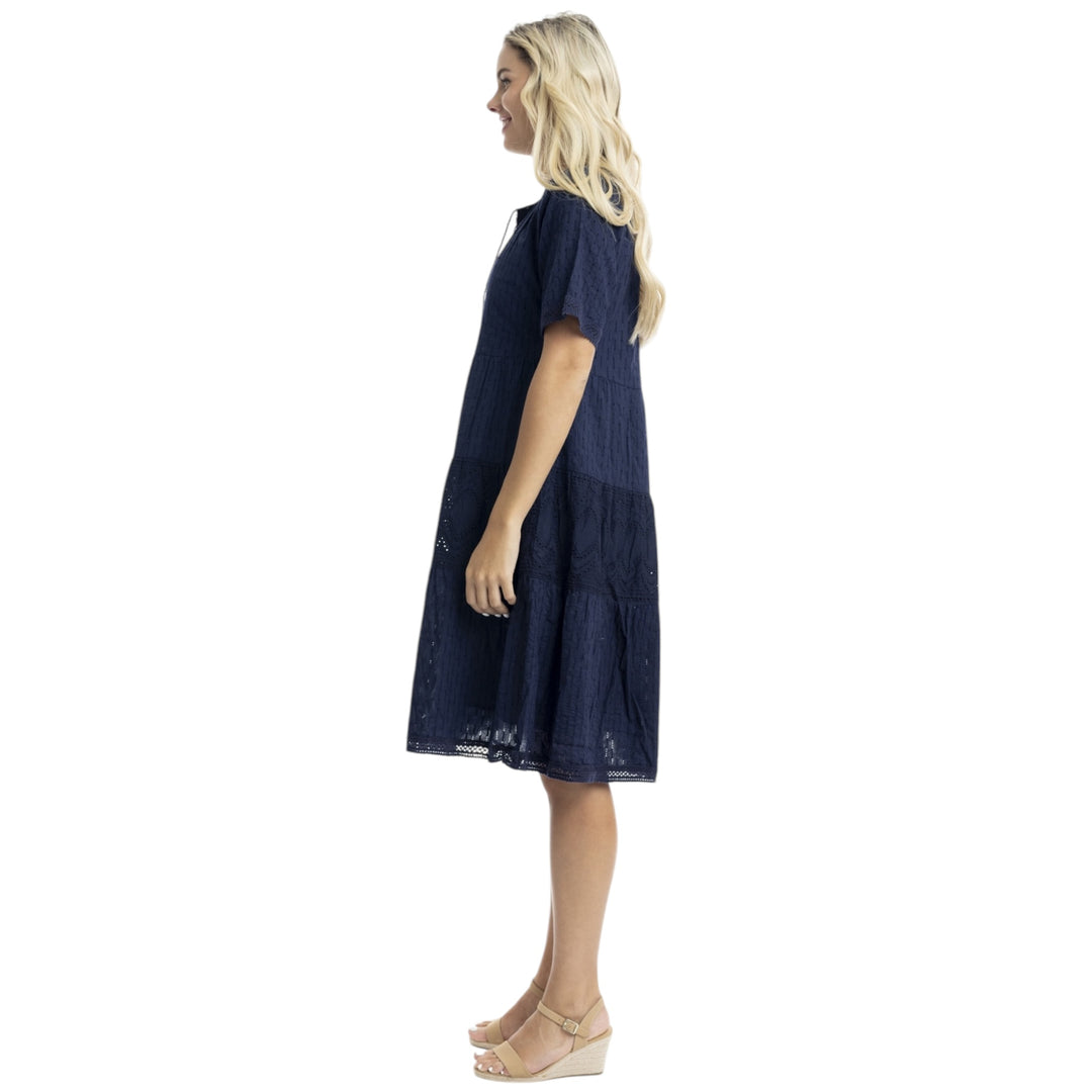 Orientique Essentials Broderie Dress Navy