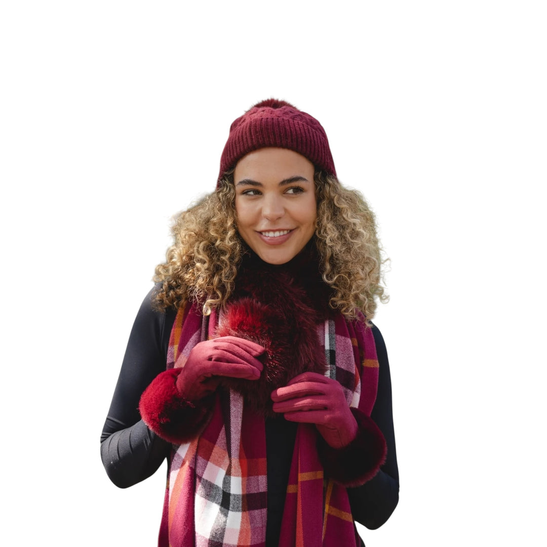Park Lane Faux Fur Scarf Cherry