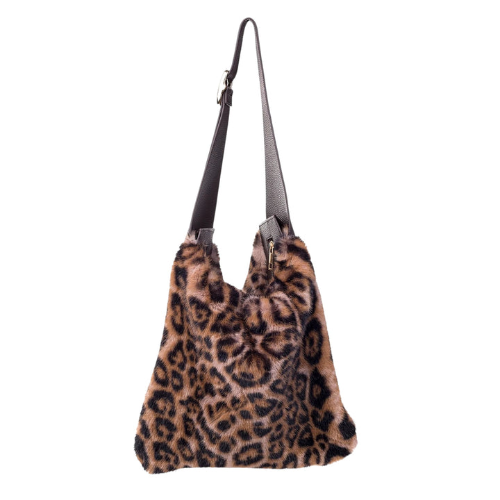 Park Lane Faux Fur Slouch Bag Leopard Print