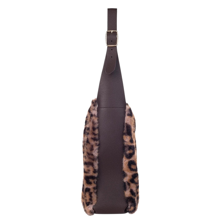 Park Lane Faux Fur Slouch Bag Leopard Print