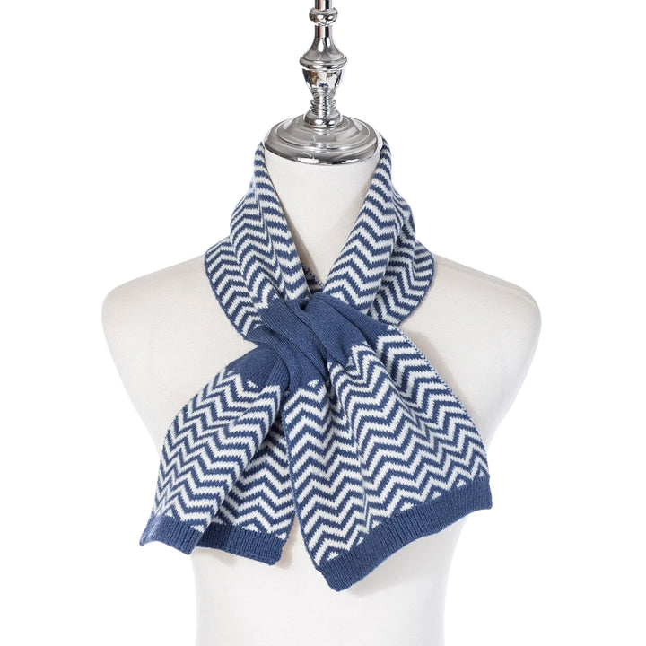 Park Lane Short Herringbone Neck Scarf China Blue