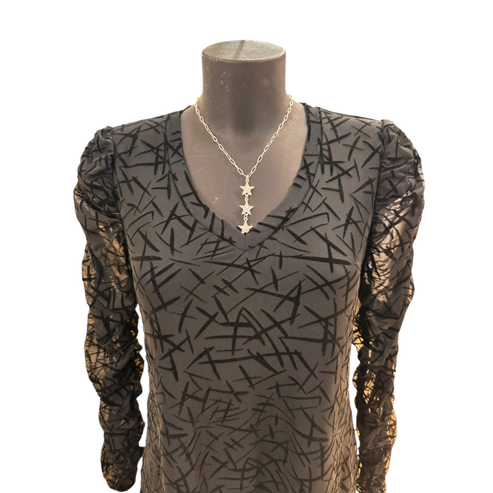 Foil Clothing Wild Side Tunic Matchstick Print Black