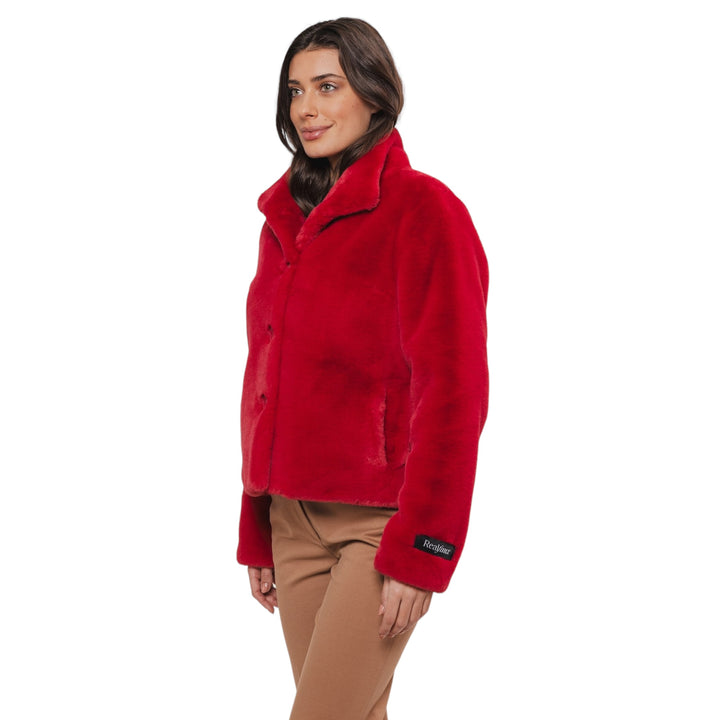 Rino & Pelle Vie Faux Fur Jacket Red Berry