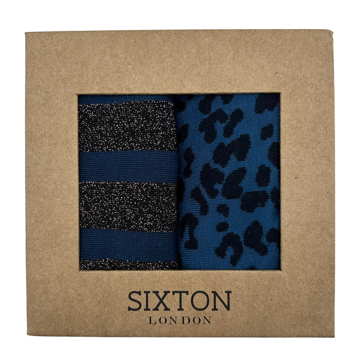 Sixton London Denim Leopard and Berlin Sock Box Duo