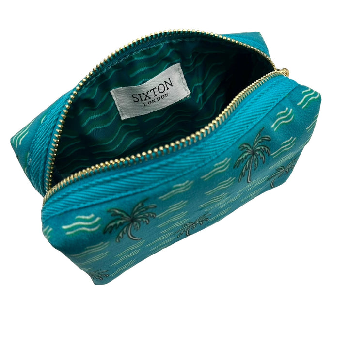Sixton London Small Blue Palm Make-Up Bag