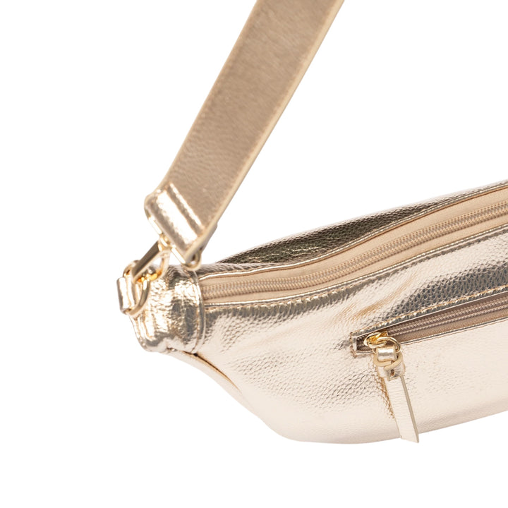 Etre Stevie Metallic Half Moon Crossbody Bag Gold