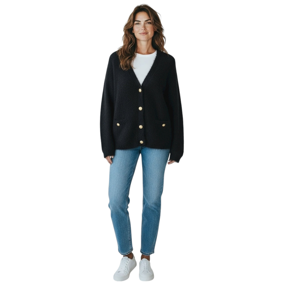 Sunday Fuzzy Cardigan Black