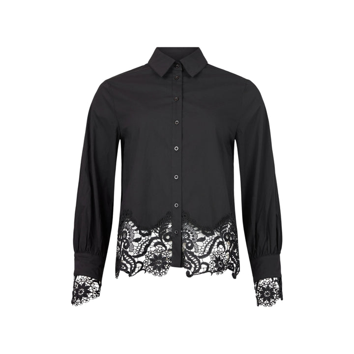 Sunday Lace Trimmed Shirt Black