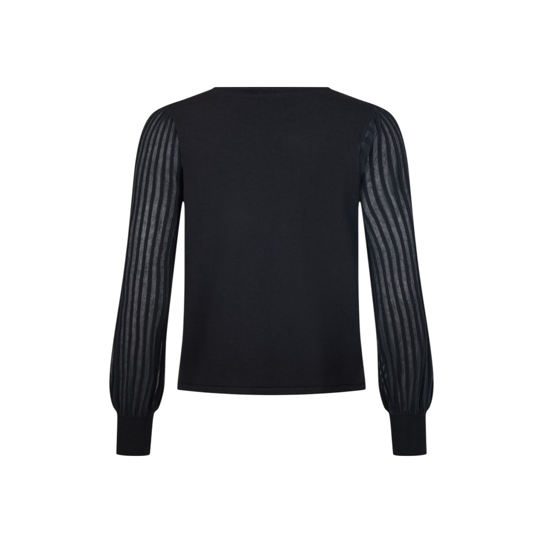 Sunday Sweater with Sheer Sleeve Black
