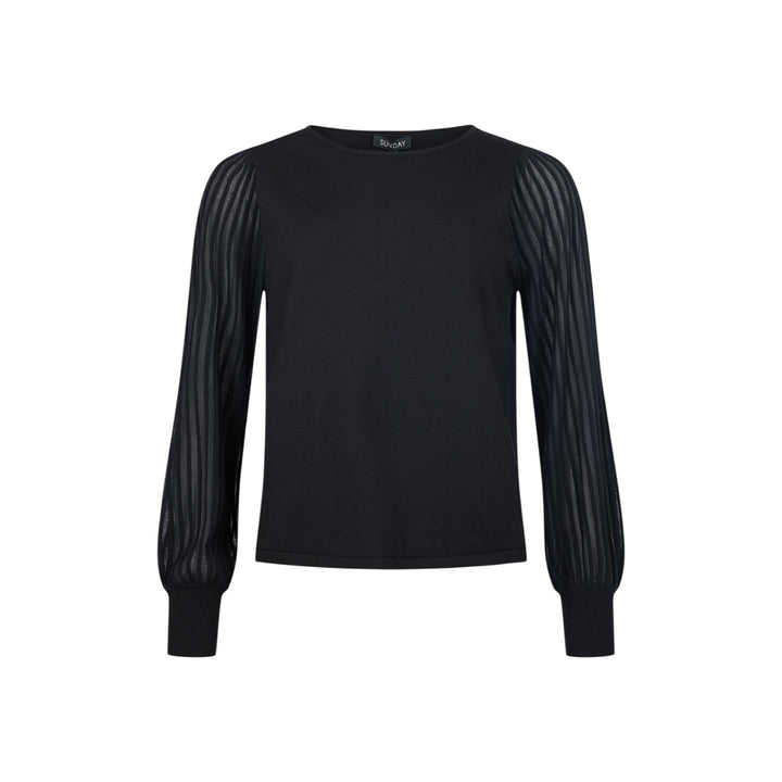 Sunday Sweater with Sheer Sleeve Black