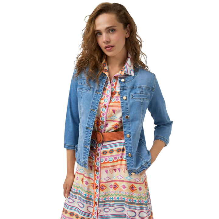 Tinta Style Bibi Collarless Denim Jacket