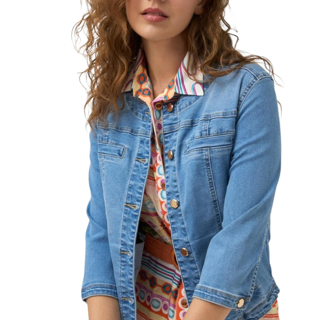 Tinta Style Bibi Collarless Denim Jacket