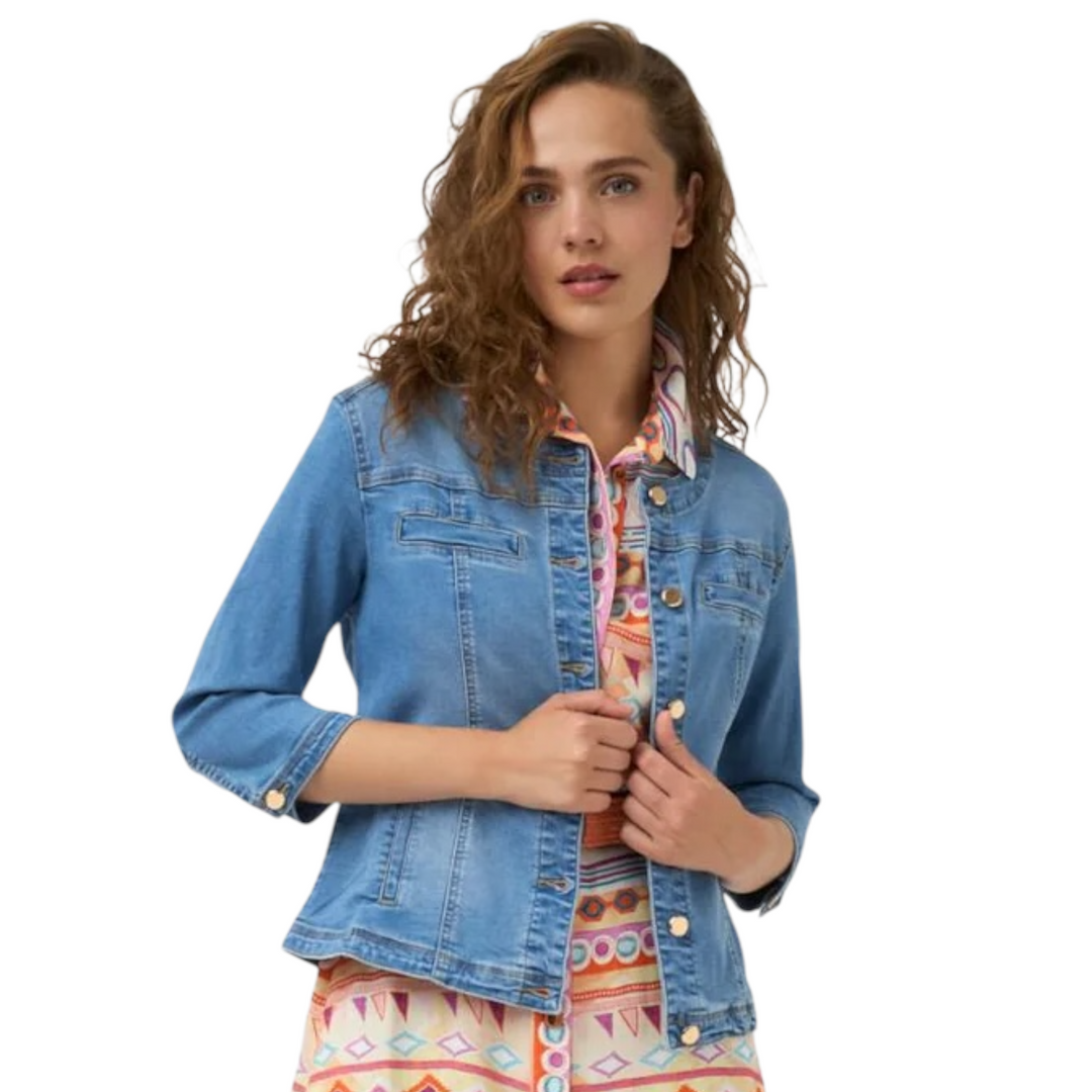 Tinta Style Bibi Collarless Denim Jacket