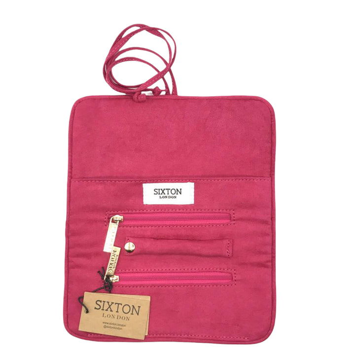 Sixton London Velvet Jewellery Wrap Pink